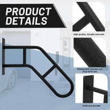 Angel Sar 1.9 ft. Matte Black Metal 1-Step to 3-Step Handrail Outdoor Steps Wall Mount for Kids, Elderly, Pregnant Women, Disabled