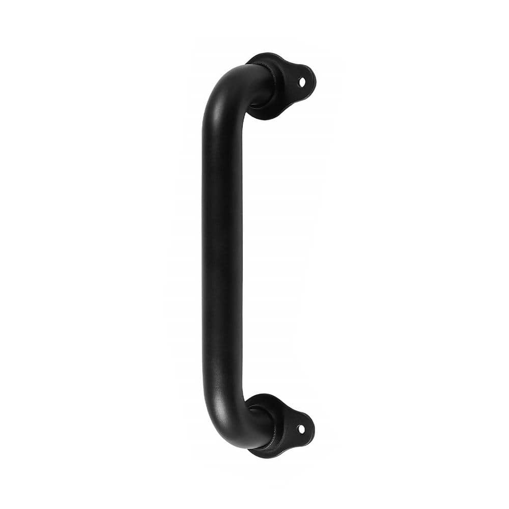 Angel Sar 1 ft. Matte Black Metal Industrial Pipe Wall Handrail, Pipe Barn Door Pull Handle for Indoor and Outdoor Deck Hand Rail