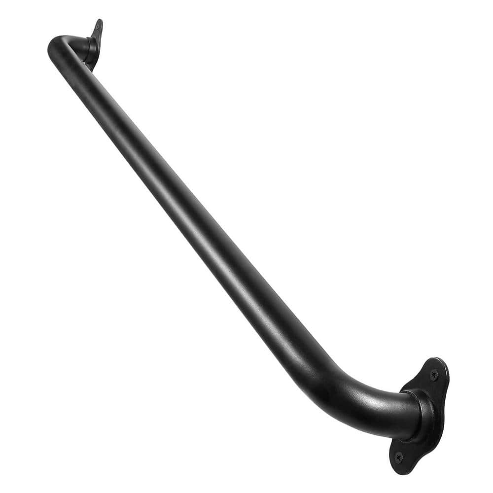 Angel Sar 3 ft. Matte Black Metal Industrial Pipe Wall Handrail, Pipe Barn Door Pull Handle for Indoor and Outdoor Deck Hand Rail
