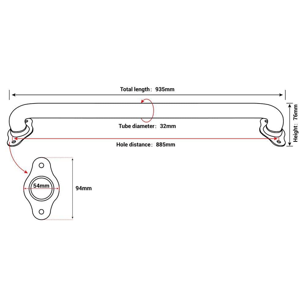 Angel Sar 3 ft. Matte Black Metal Industrial Pipe Wall Handrail, Pipe Barn Door Pull Handle for Indoor and Outdoor Deck Hand Rail