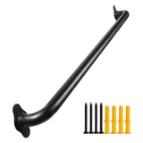 Angel Sar 3 ft. Matte Black Metal Industrial Pipe Wall Handrail, Pipe Barn Door Pull Handle for Indoor and Outdoor Deck Hand Rail