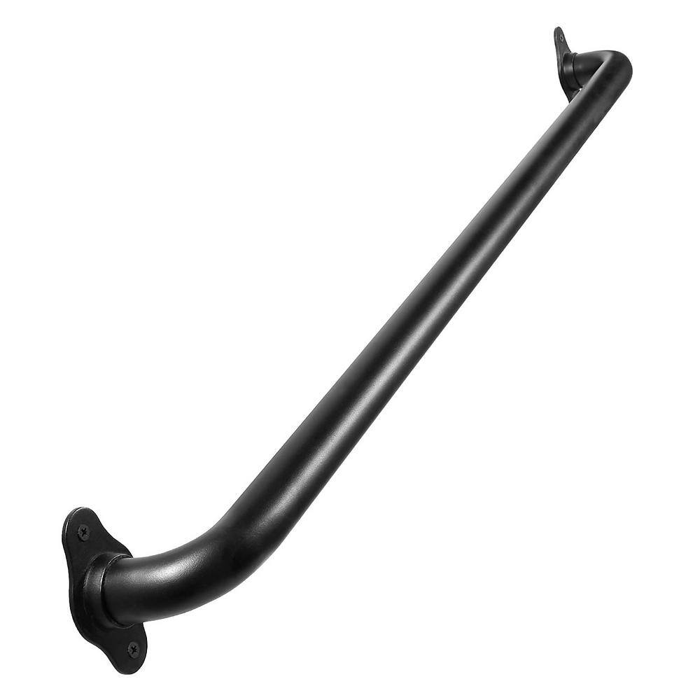 Angel Sar 3 ft. Matte Black Metal Industrial Pipe Wall Handrail, Pipe Barn Door Pull Handle for Indoor and Outdoor Deck Hand Rail