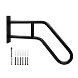 Angel Sar 2.17 ft. Black Metal 1-3 Step Handrail, Outdoor Steps Wall Mount for Kids, Elderly, Pregnant Women, Disabled
