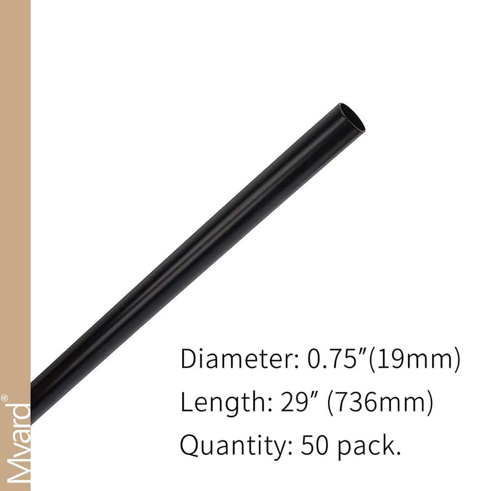Angel Sar 29 in. Black Myard Classic Hollow Round Iron Deck Balusters for Deck Railing Porch (50-Pack)