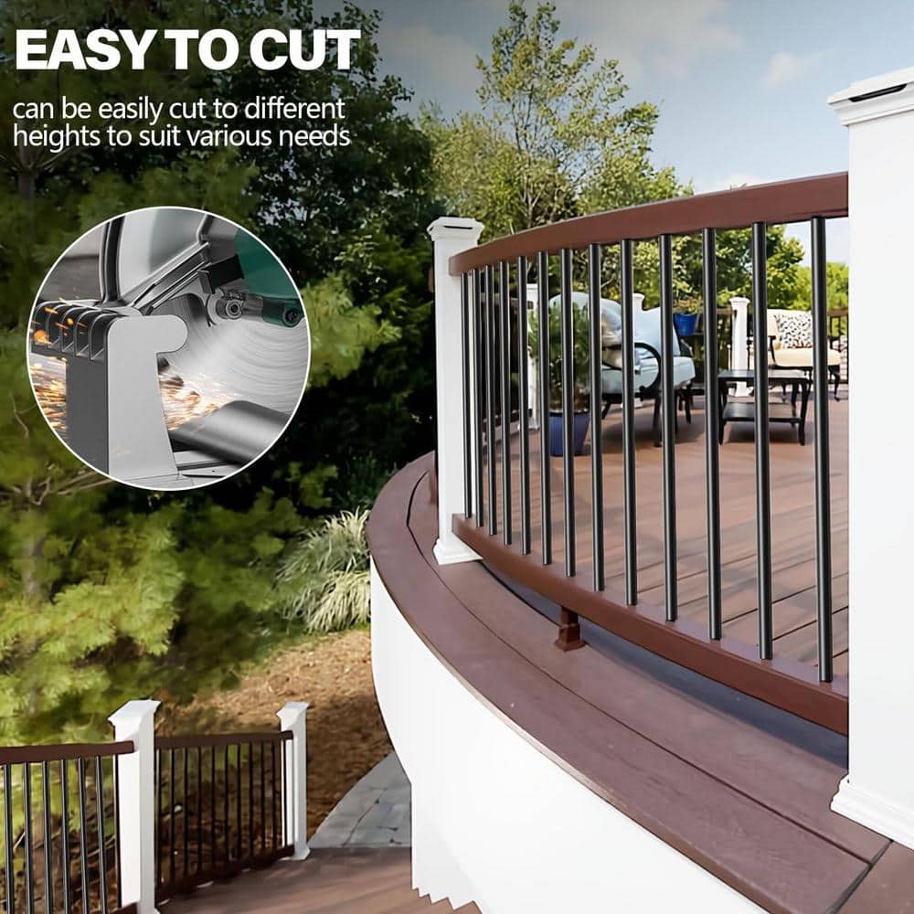 Angel Sar 26 in. Deck Balusters, Hollow Round Aluminum Balusters for Deck Railing (101-Pack)