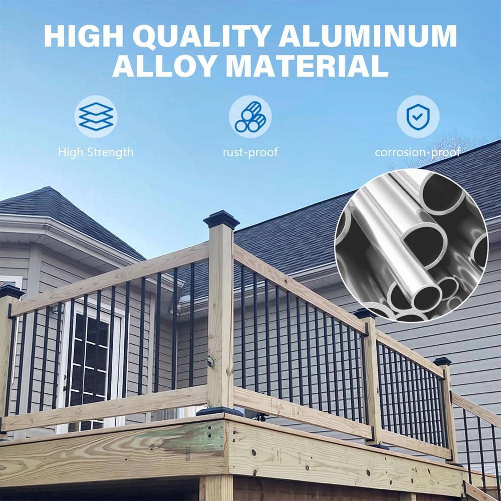 Angel Sar 26 in. Deck Balusters, Hollow Round Aluminum Balusters for Deck Railing (101-Pack)