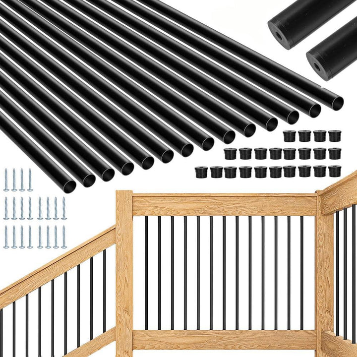 Angel Sar 26 in. Deck Balusters, Hollow Round Aluminum Balusters for Deck Railing (101-Pack)