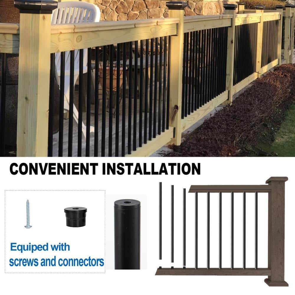 Angel Sar 26 in. Deck Balusters, Hollow Round Aluminum Balusters for Deck Railing (101-Pack)