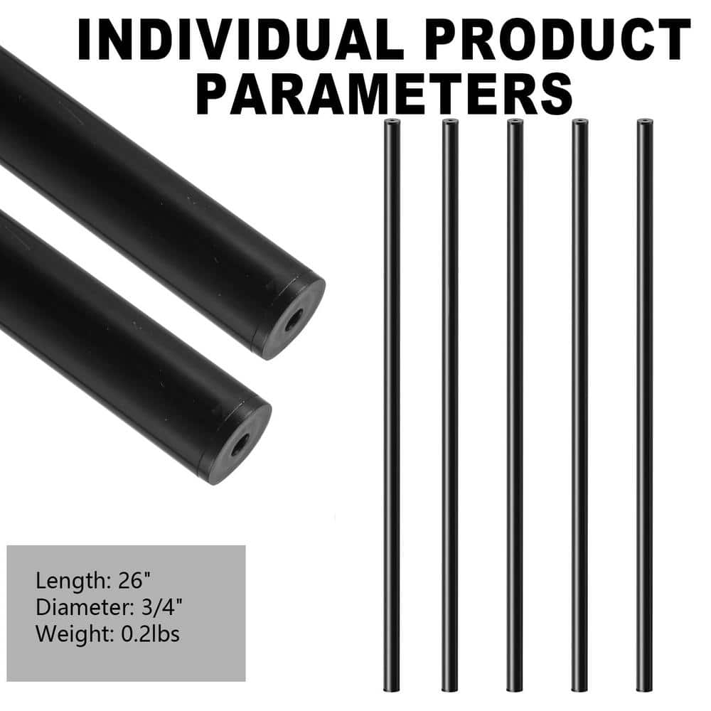 Angel Sar 26 in. Deck Balusters, Hollow Round Aluminum Balusters for Deck Railing (101-Pack)