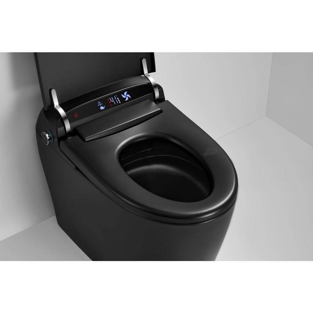 ANGELES HOME Black Smart Bidet Toilet with Heated Seat and Auto Flush