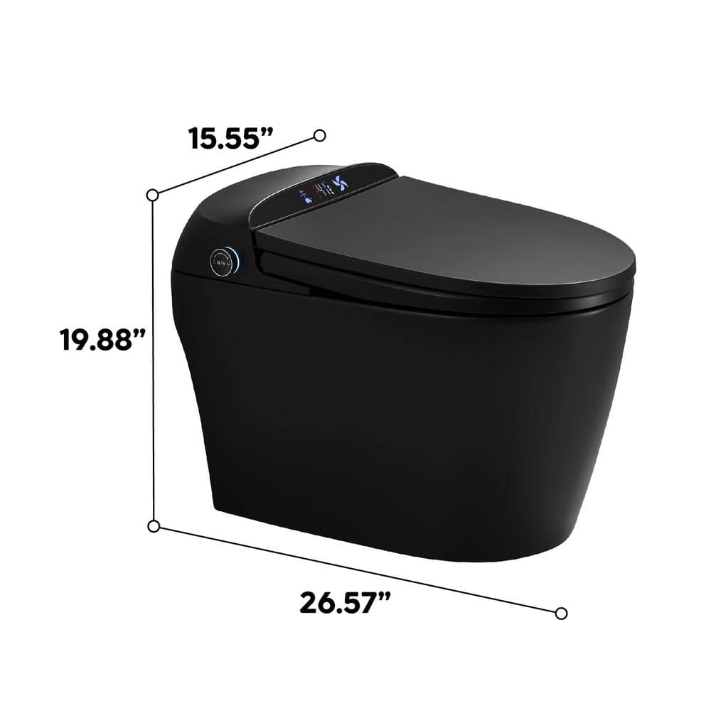 ANGELES HOME Black Smart Bidet Toilet with Heated Seat and Auto Flush