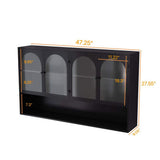 Aoibox 9.05-in W x 47.25-in D x 27.55-in H Glass Metal Ready to Assemble Upper Wall Mounted Four-Door Kitchen Cabinet in Black