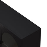 Aoibox 9.05-in W x 47.25-in D x 27.55-in H Glass Metal Ready to Assemble Upper Wall Mounted Four-Door Kitchen Cabinet in Black