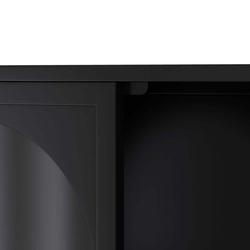 Aoibox 9.05-in W x 47.25-in D x 27.55-in H Glass Metal Ready to Assemble Upper Wall Mounted Four-Door Kitchen Cabinet in Black