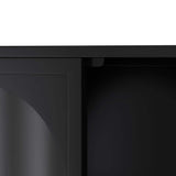 Aoibox 9.05-in W x 47.25-in D x 27.55-in H Glass Metal Ready to Assemble Upper Wall Mounted Four-Door Kitchen Cabinet in Black