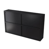 Aoibox 9.05-in W x 47.25-in D x 27.55-in H Glass Metal Ready to Assemble Upper Wall Mounted Four-Door Kitchen Cabinet in Black