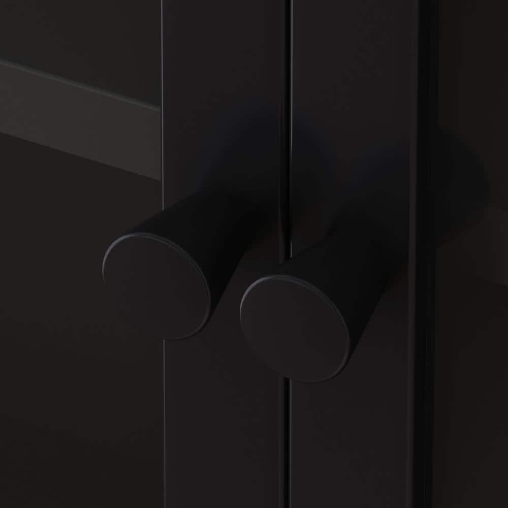 Aoibox 9.05-in W x 47.25-in D x 27.55-in H Glass Metal Ready to Assemble Upper Wall Mounted Four-Door Kitchen Cabinet in Black