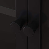 Aoibox 9.05-in W x 47.25-in D x 27.55-in H Glass Metal Ready to Assemble Upper Wall Mounted Four-Door Kitchen Cabinet in Black