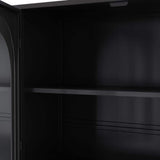 Aoibox 9.05-in W x 47.25-in D x 27.55-in H Glass Metal Ready to Assemble Upper Wall Mounted Four-Door Kitchen Cabinet in Black