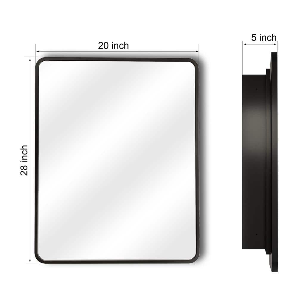 Aosspy 20 in. W x 28 in. H Medium Rectangular Black Aluminum Alloy Framed Recessed/Surface Mount Medicine Cabinet with Mirror