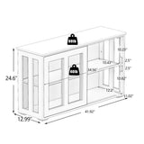 Modern 41.92 in. W x 12.99 in. D x 24.60 in. H in Black MDF Assemble Floor Diagonal Kitchen Cabinet Double Glass Doors