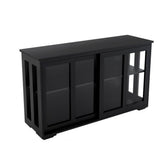 Modern 41.92 in. W x 12.99 in. D x 24.60 in. H in Black MDF Assemble Floor Diagonal Kitchen Cabinet Double Glass Doors