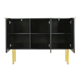 47 in. W x 17 in. D x 37 in. H in Black Particle Board Assemble Upper Pantry Kitchen Cabinet with Gold Metal Legs