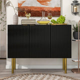 47 in. W x 17 in. D x 37 in. H in Black Particle Board Assemble Upper Pantry Kitchen Cabinet with Gold Metal Legs