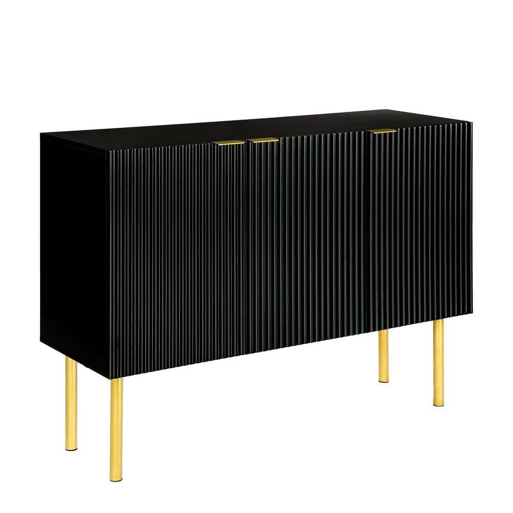 47 in. W x 17 in. D x 37 in. H in Black Particle Board Assemble Upper Pantry Kitchen Cabinet with Gold Metal Legs