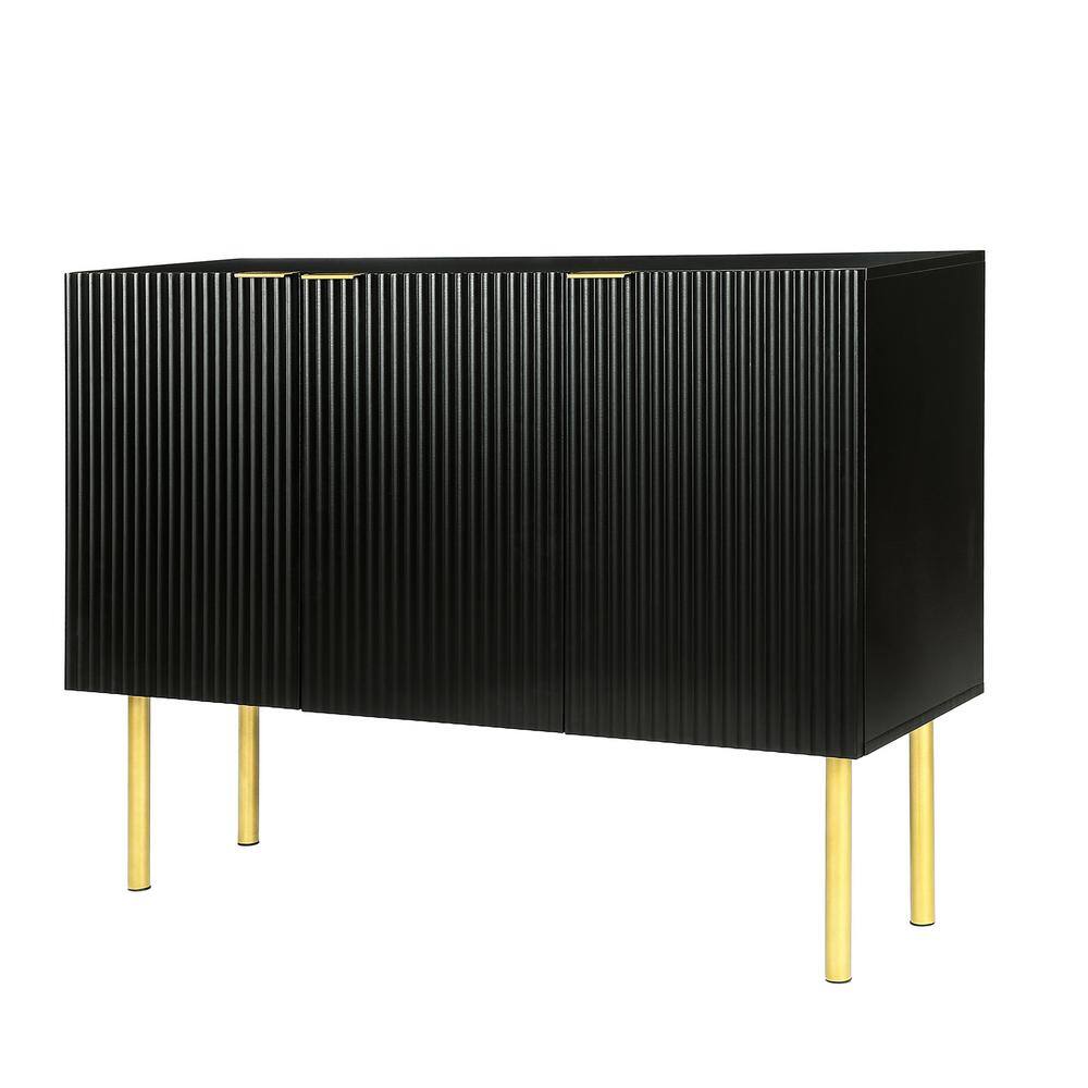 47 in. W x 17 in. D x 37 in. H in Black Particle Board Assemble Upper Pantry Kitchen Cabinet with Gold Metal Legs