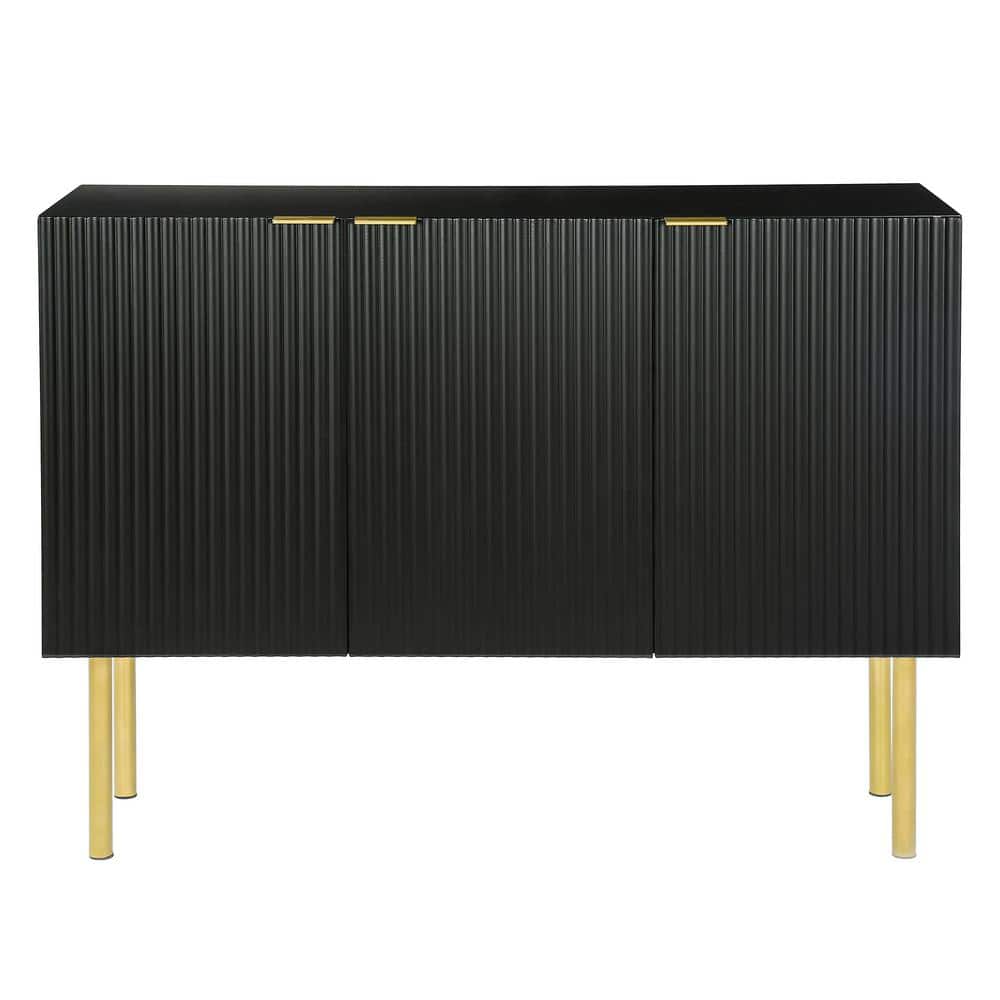 47 in. W x 17 in. D x 37 in. H in Black Particle Board Assemble Upper Pantry Kitchen Cabinet with Gold Metal Legs