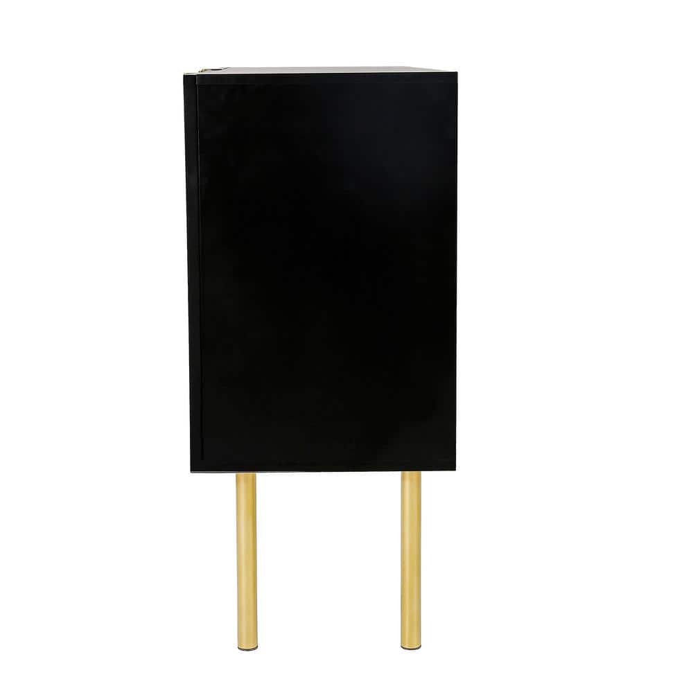 47 in. W x 17 in. D x 37 in. H in Black Particle Board Assemble Upper Pantry Kitchen Cabinet with Gold Metal Legs