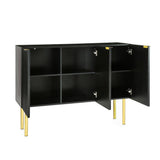 47 in. W x 17 in. D x 37 in. H in Black Particle Board Assemble Upper Pantry Kitchen Cabinet with Gold Metal Legs