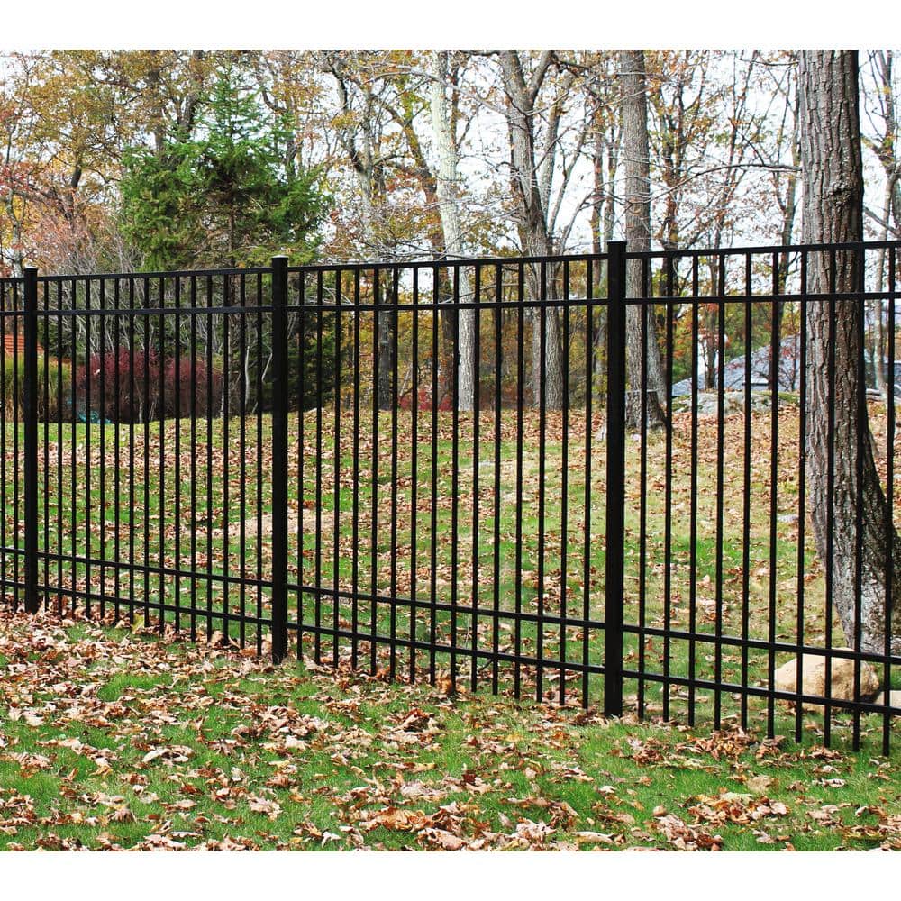 Barrette Outdoor Living Natural Reflections Standard-Duty 6 ft. H x 6 ft. W Black Aluminum Pre-Assembled Fence Panel