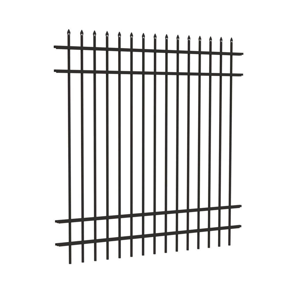 Barrette Outdoor Living Cascade Standard-Duty 6 ft. H x 6 ft. W Black Aluminum Pre-Assembled Fence Panel