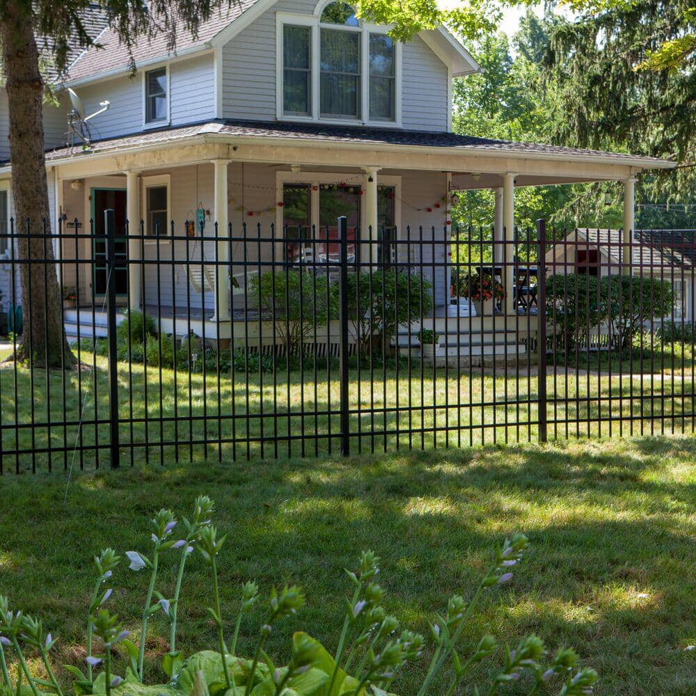 Barrette Outdoor Living Cascade Standard-Duty 6 ft. H x 6 ft. W Black Aluminum Pre-Assembled Fence Panel