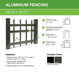 Barrette Outdoor Living Natural Reflections Heavy-Duty 4-1/2 ft. H x 8 ft. W Black Aluminum Pre-Assembled Fence Panel