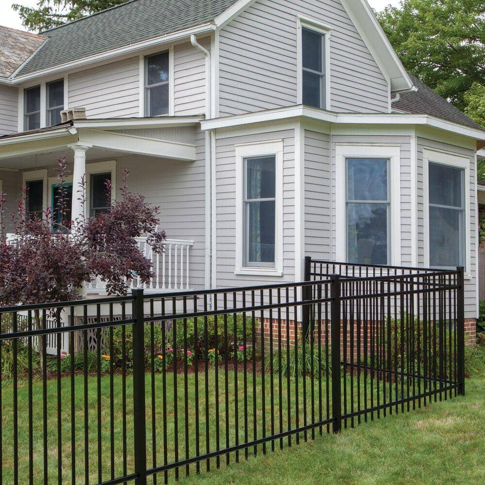 Barrette Outdoor Living Natural Reflections Heavy-Duty 5 ft. H x 8 ft. W Black Aluminum Pre-Assembled Fence Panel