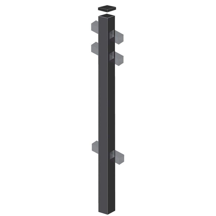 Barrette Outdoor Living Cascade Heavy-Duty 2-1/2 in. x 2-1/2 in. x 7-1/3 ft. Black Aluminum Fence Line Post