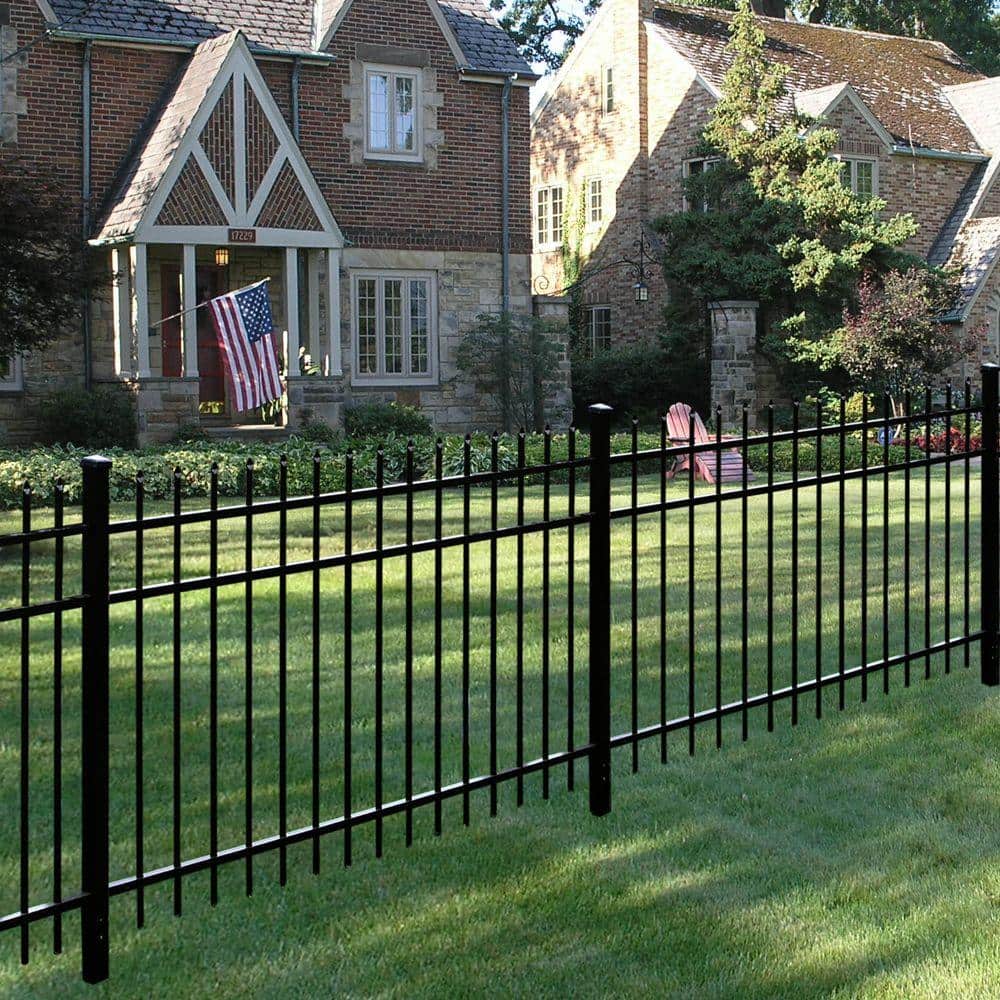 Barrette Outdoor Living Cascade Heavy-Duty 2-1/2 in. x 2-1/2 in. x 7-1/3 ft. Black Aluminum Fence End Post