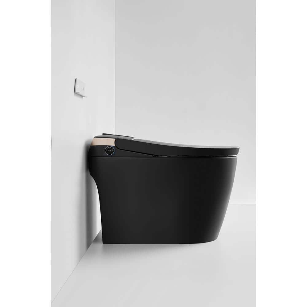 ANGELES HOME Black Smart Toilet Bidet with Auto Flush, Heated Seat & Warm Air Dryer