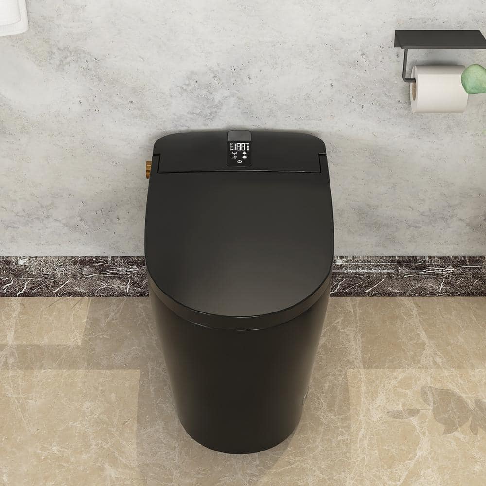 Smart Elongated Bidet Toilet 1.28 GPF Black with Deodorizing, Soft Close