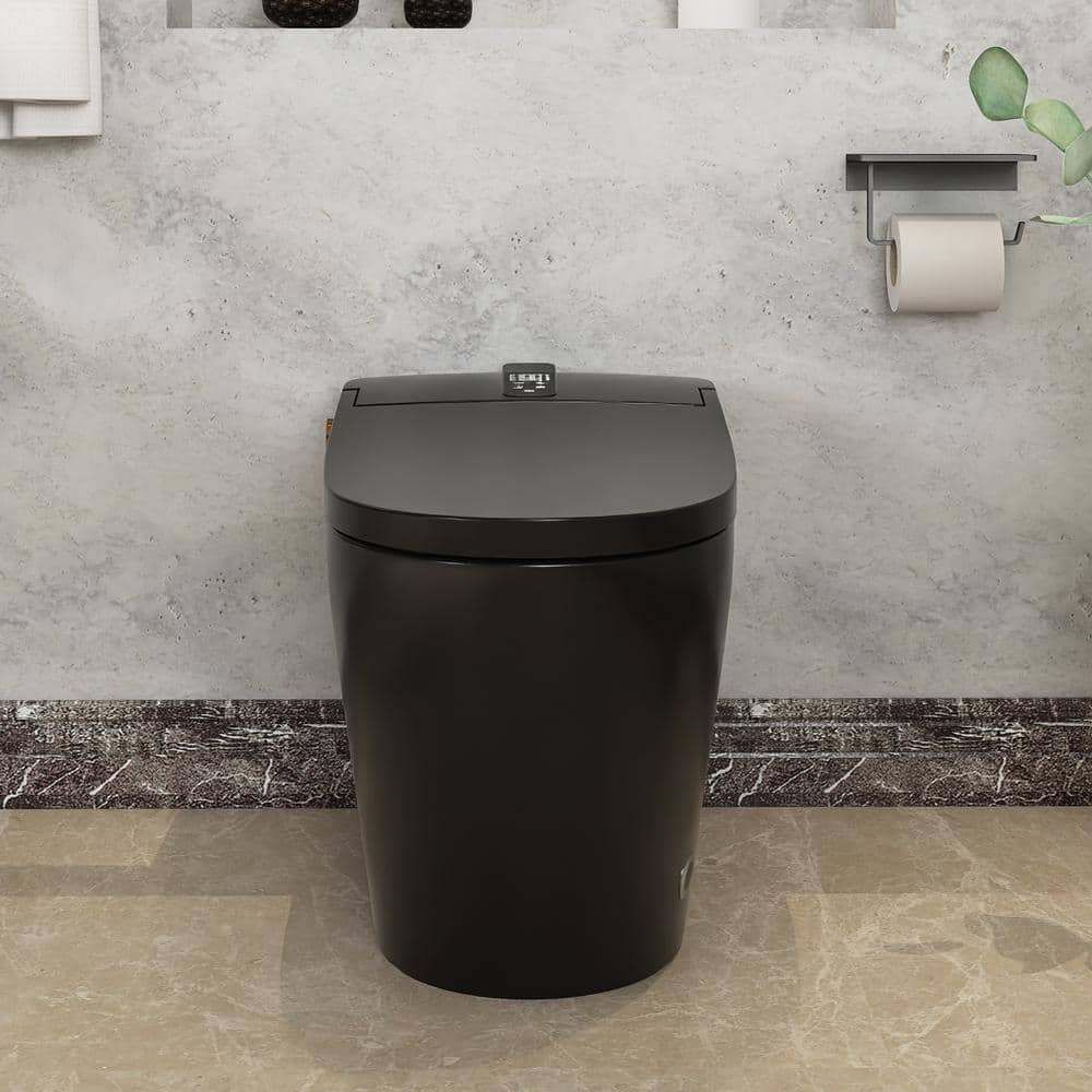 Smart Elongated Bidet Toilet 1.28 GPF Black with Deodorizing, Soft Close