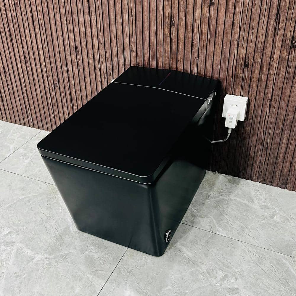 Matte Black Square Smart Toilet with Built-in Tank, Deodorizing Auto Open/Close