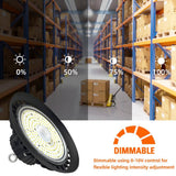 Bieuoram 150-Watt Integrated LED Dimmable Balck High Bay Light 24000LM 5000K Daylight Commercial UFO High Bay Light, IP65 (1Pack)
