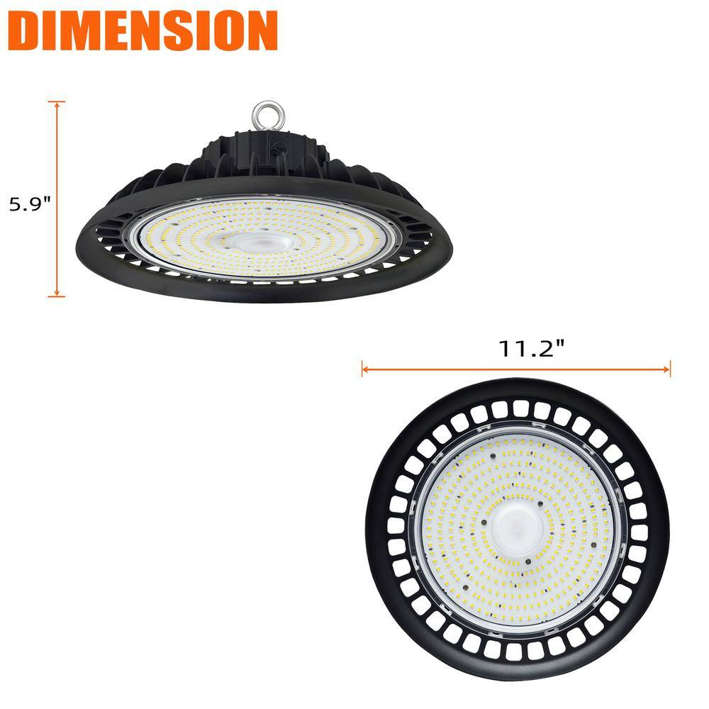 Bieuoram 150-Watt Integrated LED Dimmable Balck High Bay Light 24000LM 5000K Daylight Commercial UFO High Bay Light, IP65 (1Pack)