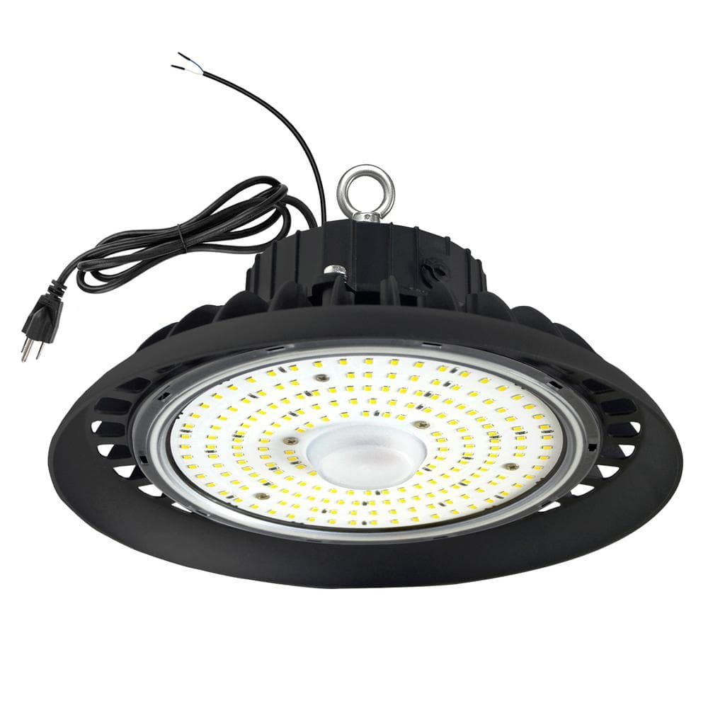 Bieuoram 150-Watt Integrated LED Dimmable Balck High Bay Light 24000LM 5000K Daylight Commercial UFO High Bay Light, IP65 (1Pack)