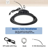 Bieuoram 200-Watt Integrated LED Dimmable Balck High Bay Light 32000LM 5000K Daylight Commercial UFO High Bay Light IP65 (3Pack)