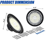 Bieuoram 200-Watt Integrated LED Dimmable Balck High Bay Light 32000LM 5000K Daylight Commercial UFO High Bay Light IP65 (3Pack)