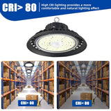 Bieuoram 200-Watt Integrated LED Dimmable Balck High Bay Light 32000LM 5000K Daylight Commercial UFO High Bay Light IP65 (3Pack)